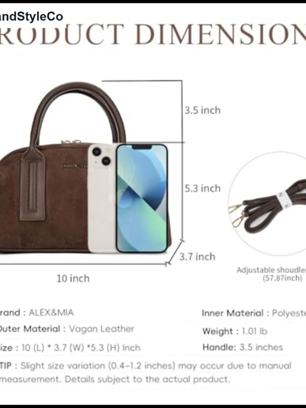 Women's Suede Crossbody Bag | Top Handle Purse | Adjustable Strap | Vegan